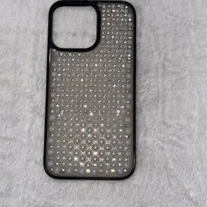 Crystal-Studded Black Phone Case